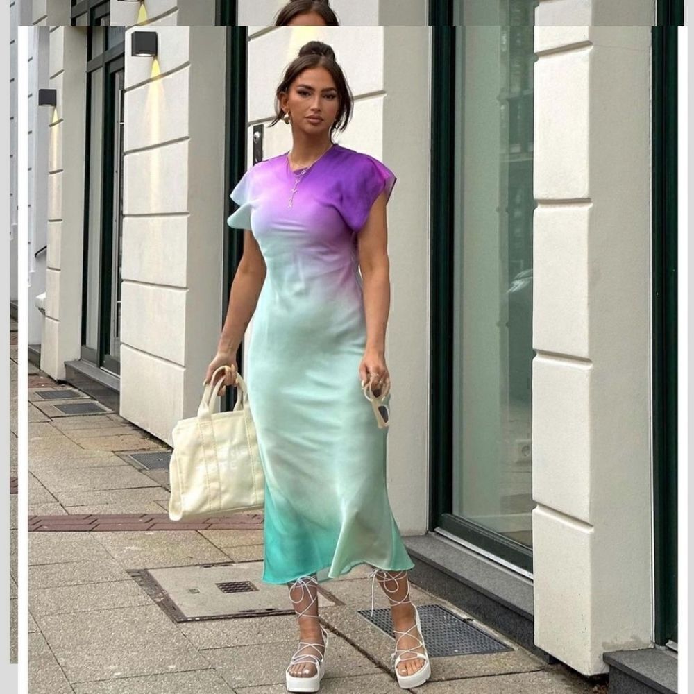 ZARA TIE DYE SATIN DRESS